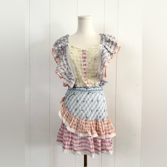 LoveShackFancy Leon Dress in Multi Rosebud Check Small - Picture 7 of 15